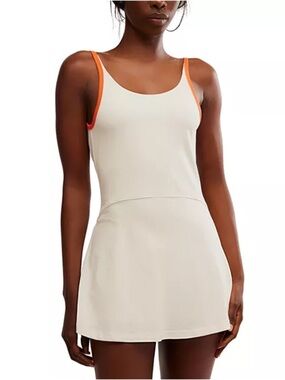 Free People Hot Shot Skortsie Dress — White/orange — Size M — NWT